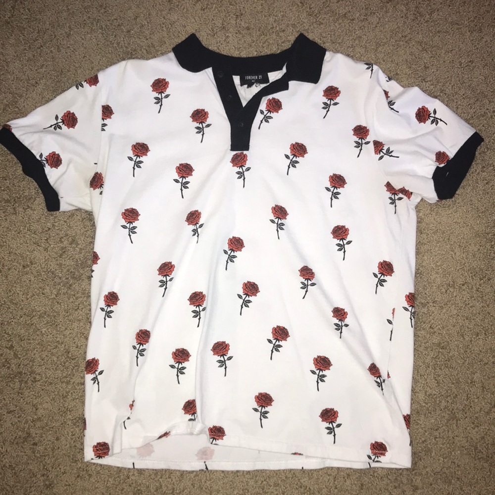 Forever 21 Rose Print Polo